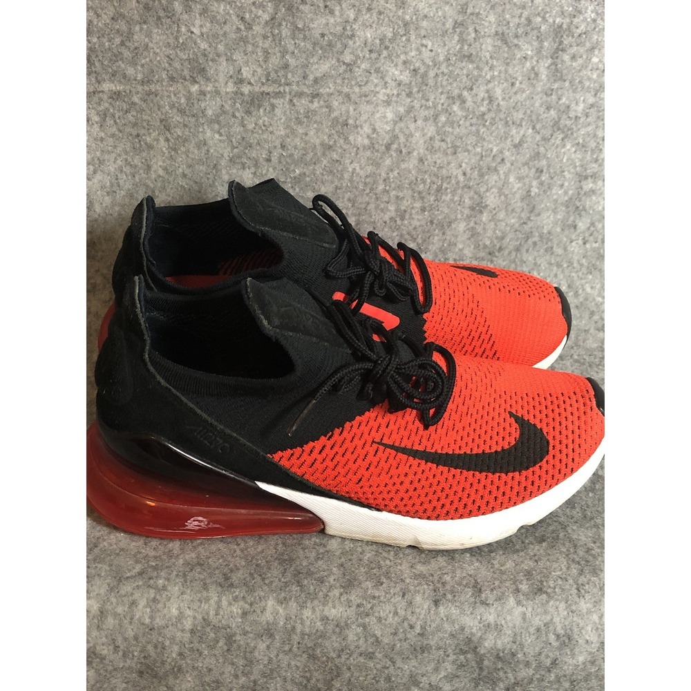 Nike Air Max 270 Flyknit Mens 10.5 Running Shoes Chili Red Black AO1023-601